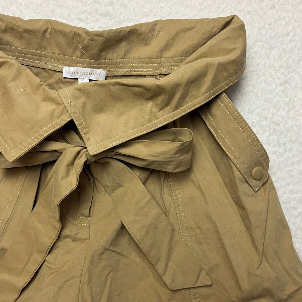 Flying Tomato Shorts Womens S Tan Paperbag High Waist Tie Front Safari Utility